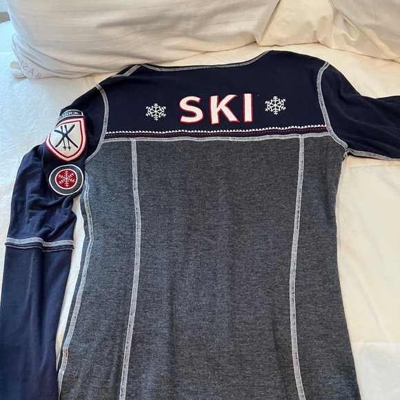 AlpNRock*Henley*Ski Patch*Embroidered*NavyGray*Women's Small - Picture 10 of 14